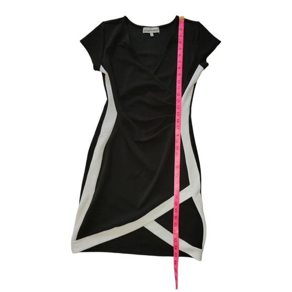 Black/White Ruched Side Mini Dress - Picture 5 of 7